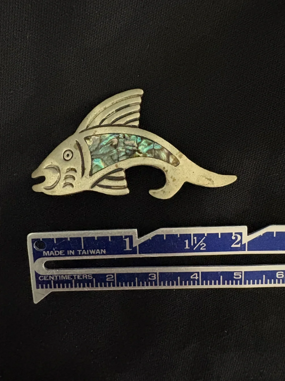 Vintage Alpaca Taxco likely Mexican Silver Abalone fish pin